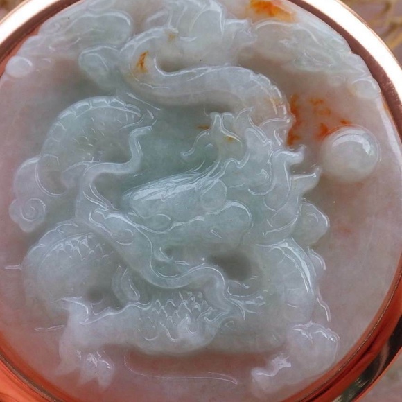 Certified Green Red 100% Natural A Jade jadeite Dragon Spit Bead Mirror - Picture 3 of 10